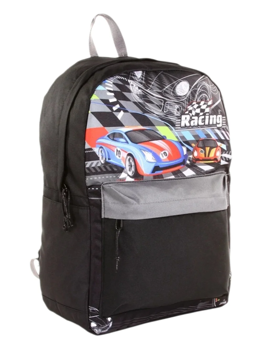 Kids' Racing Graphic Black and Gray Backpack 16